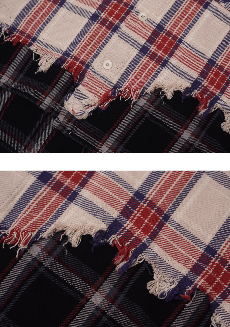 SOD Co. Distressed Layered Plaid Long Sleeve Shirt | Face 3 Face