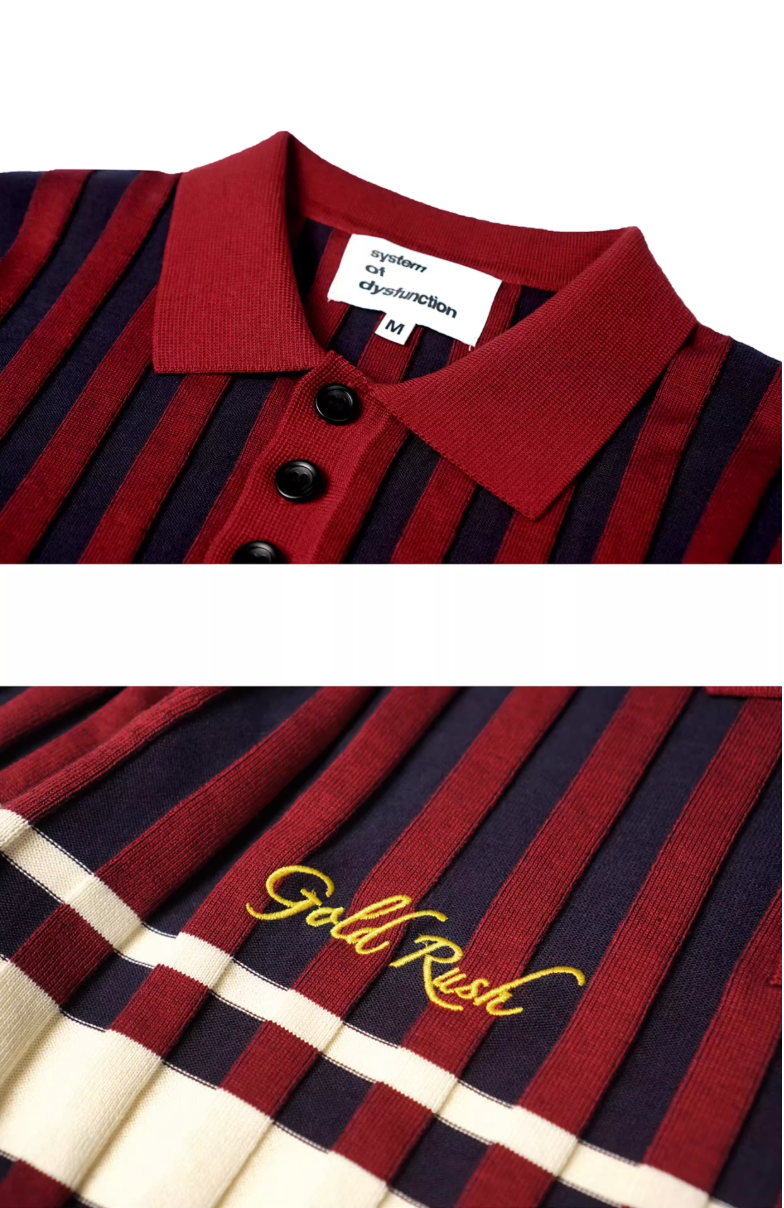 SOD Co. Rib Knit Striped Polo Shirt | Face 3 Face