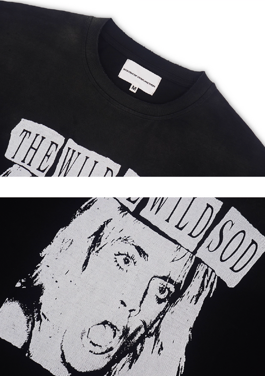 SOD Co. Rock Print Distressed Cropped Long Sleeve Tee | Face 3 Face