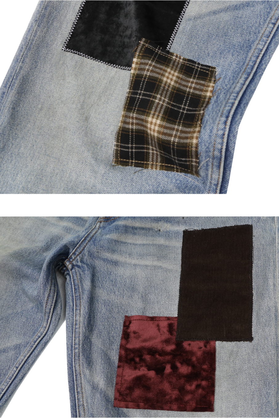 SOD Co. Velvet Patchwork Washed Flared Jeans | Face 3 Face