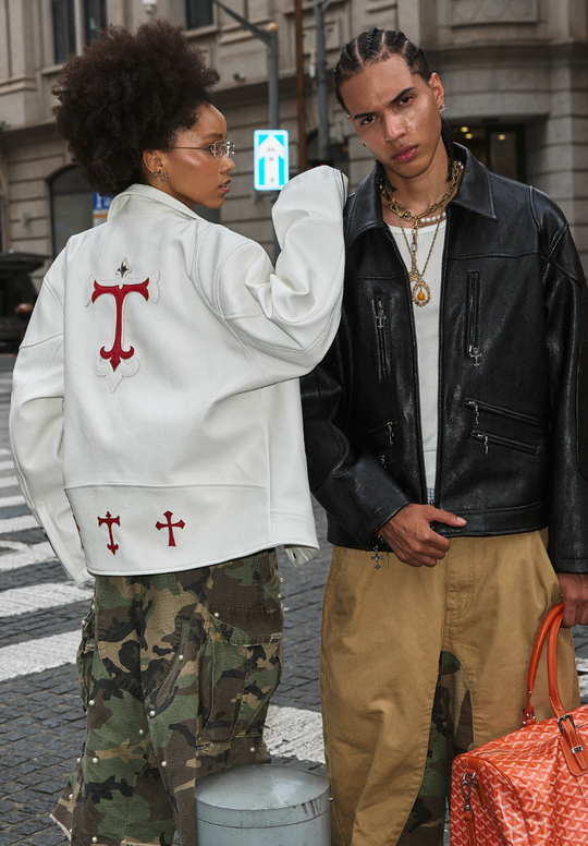 STEEPC Two Tone Leather Racing Jacket | Face 3 Face