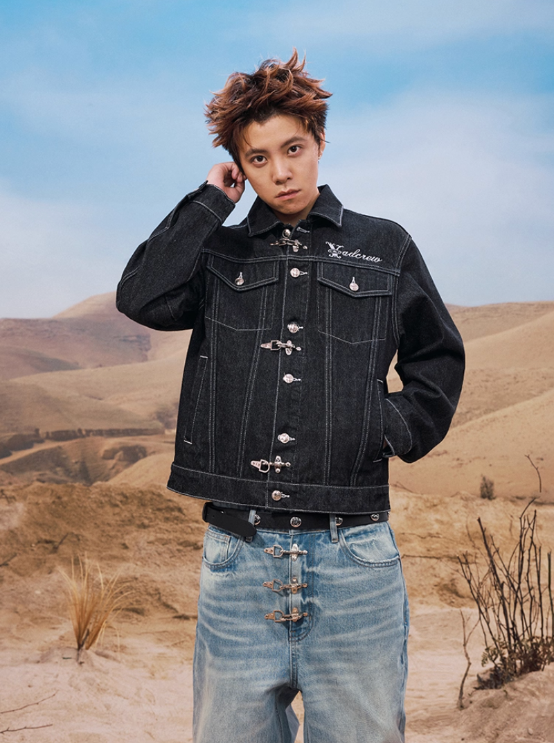 YADcrew Snap Button Denim Jacket | Face 3 Face
