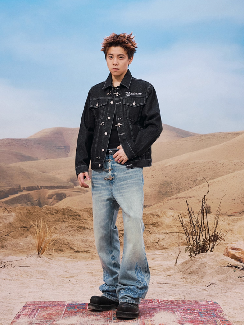 YADcrew Snap Button Denim Jacket | Face 3 Face