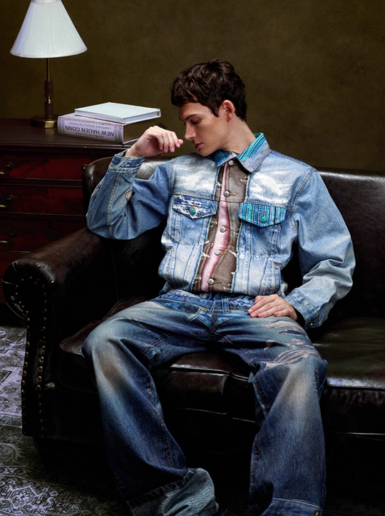 YADcrew Washed Digital Print Denim Jacket | Face 3 Face