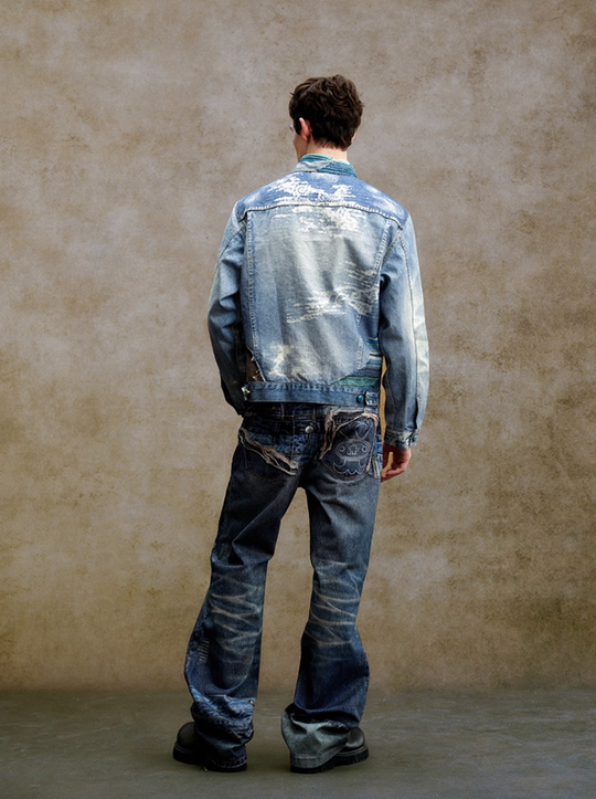 YADcrew Washed Digital Print Denim Jacket | Face 3 Face