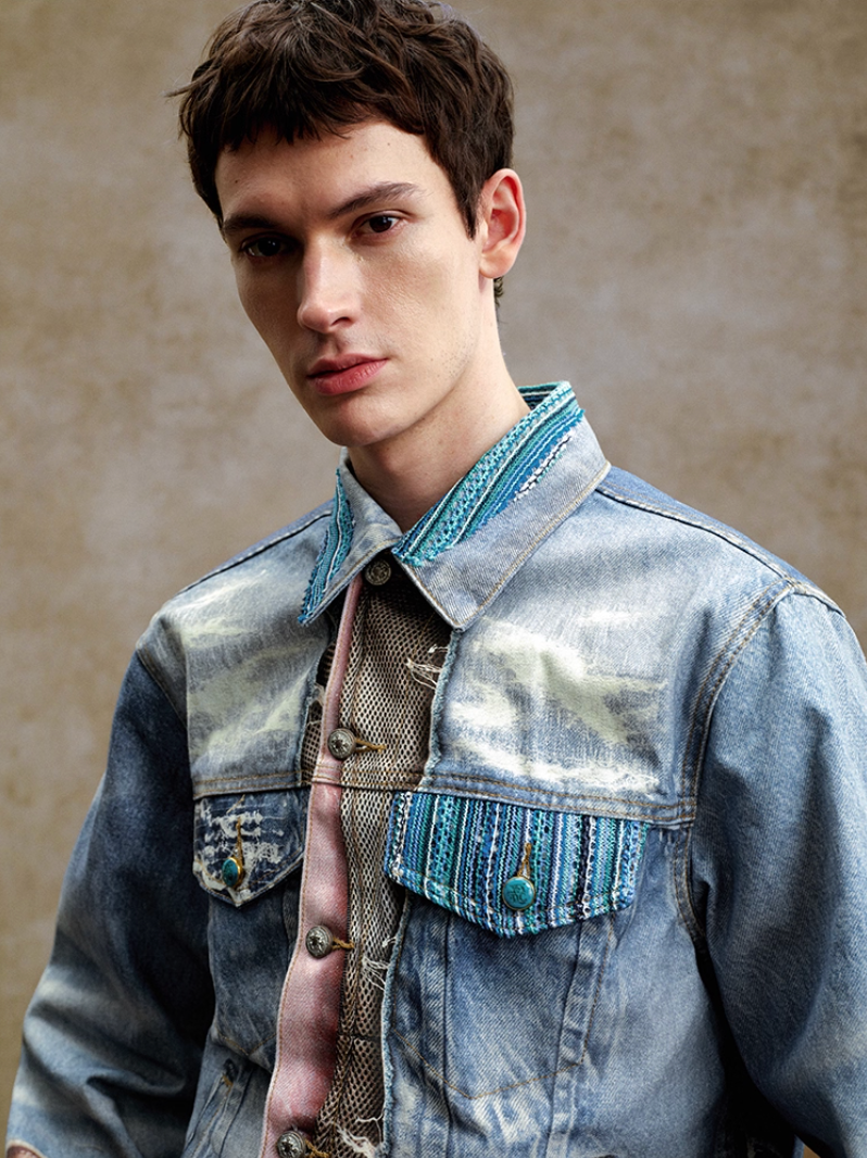 YADcrew Washed Digital Print Denim Jacket | Face 3 Face