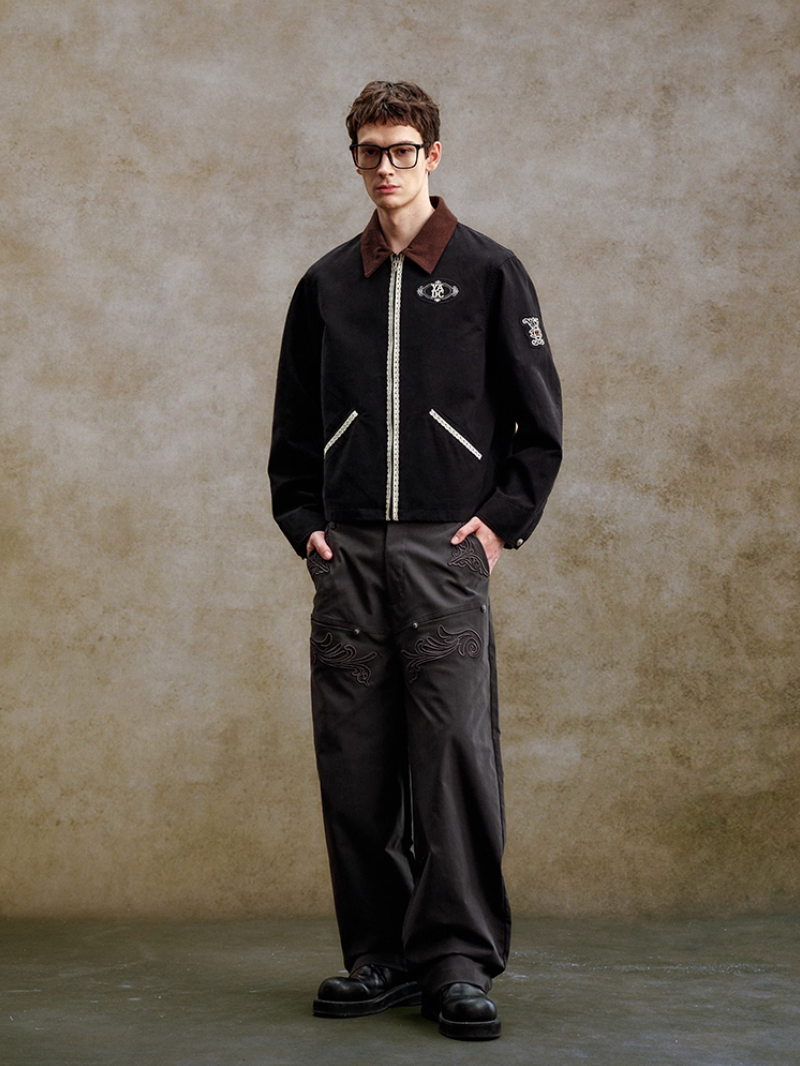 YADcrew Lace Line Embroidered Work Jacket | Face 3 Face