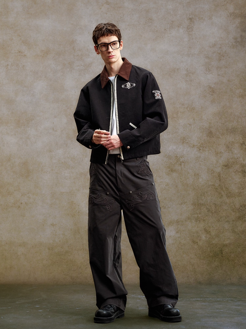 YADcrew Lace Line Embroidered Work Jacket | Face 3 Face