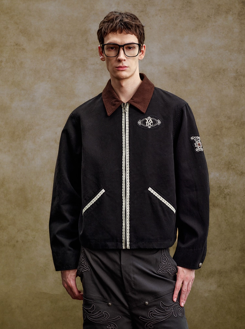 YADcrew Lace Line Embroidered Work Jacket | Face 3 Face