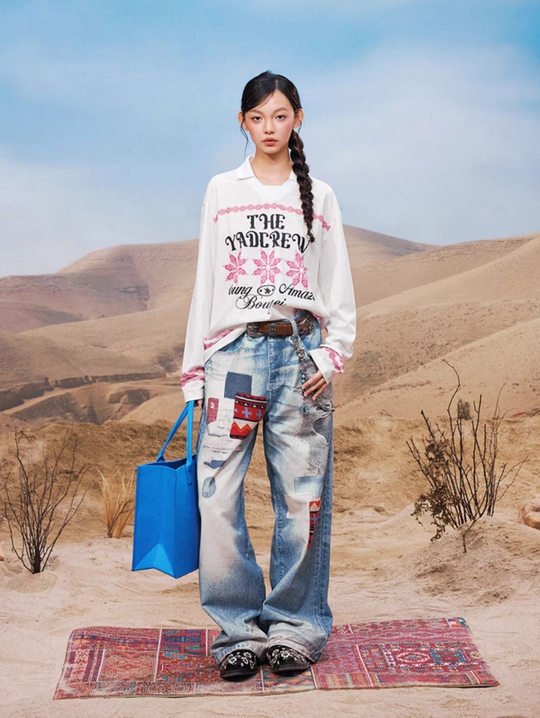 YADcrew Ethnic Patchwork Print Jeans | Face 3 Face