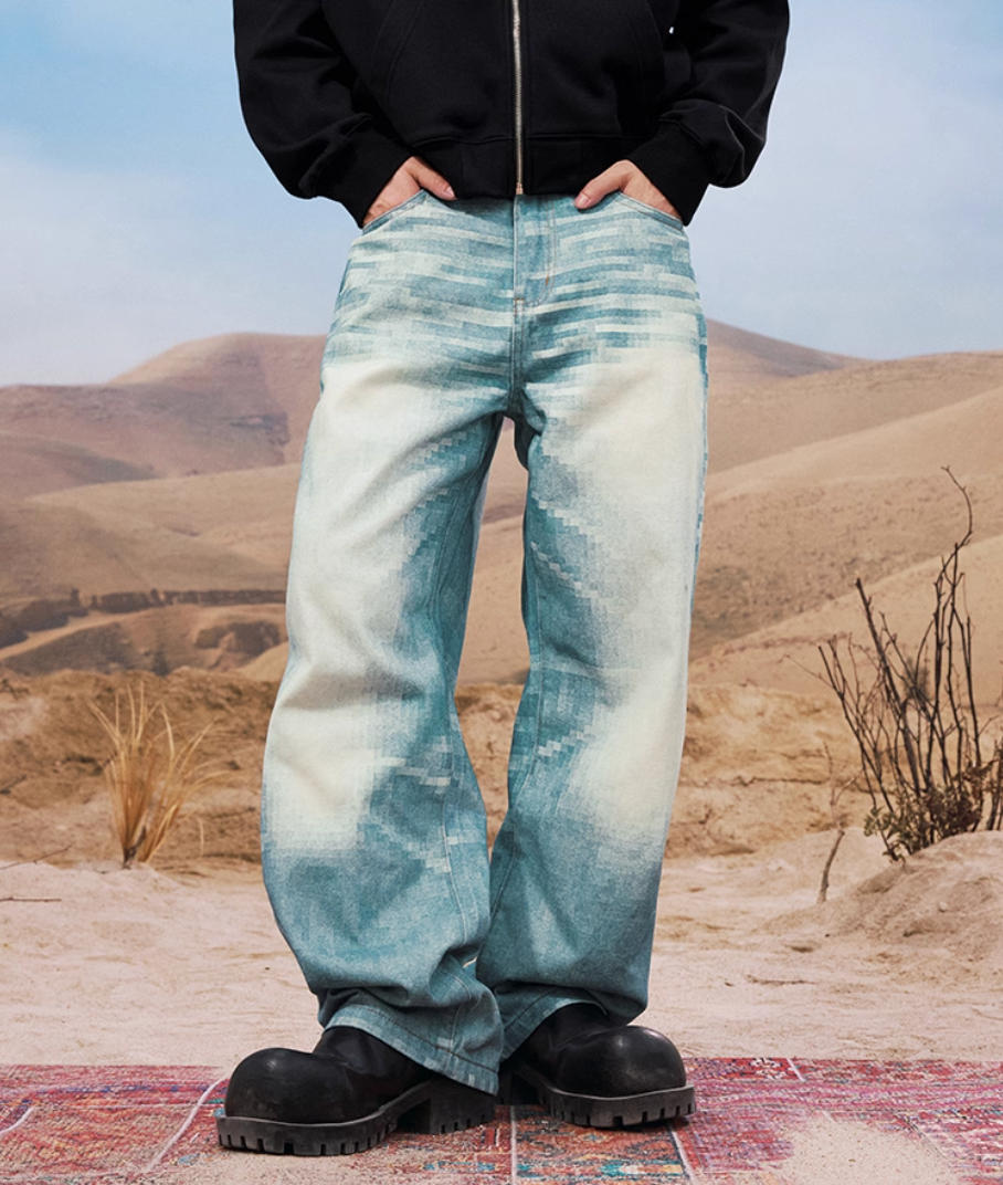 YADcrew 3D Mosaic Print Jeans | Face 3 Face