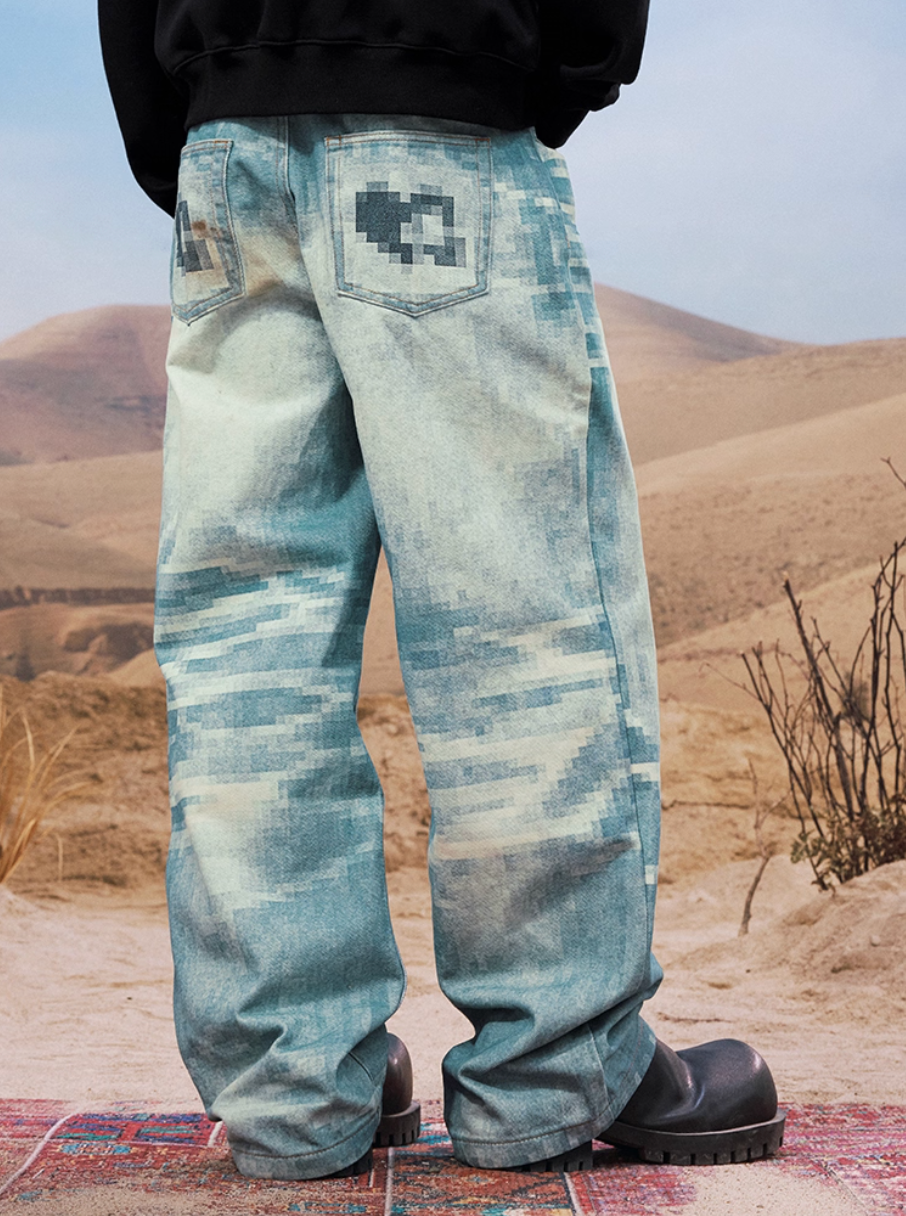 YADcrew 3D Mosaic Print Jeans | Face 3 Face