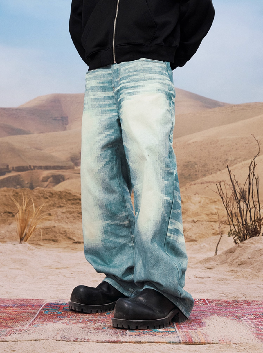 YADcrew 3D Mosaic Print Jeans | Face 3 Face