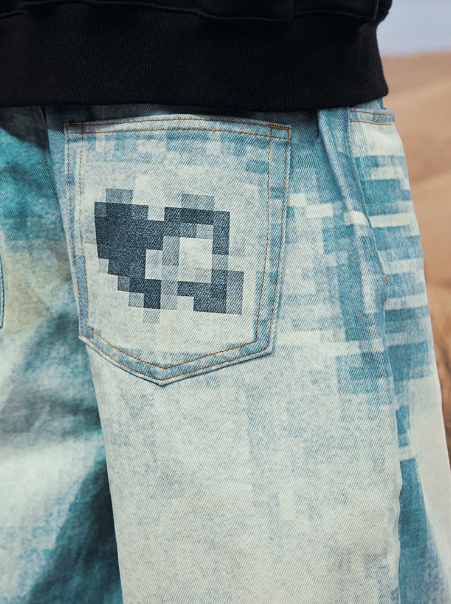 YADcrew 3D Mosaic Print Jeans | Face 3 Face