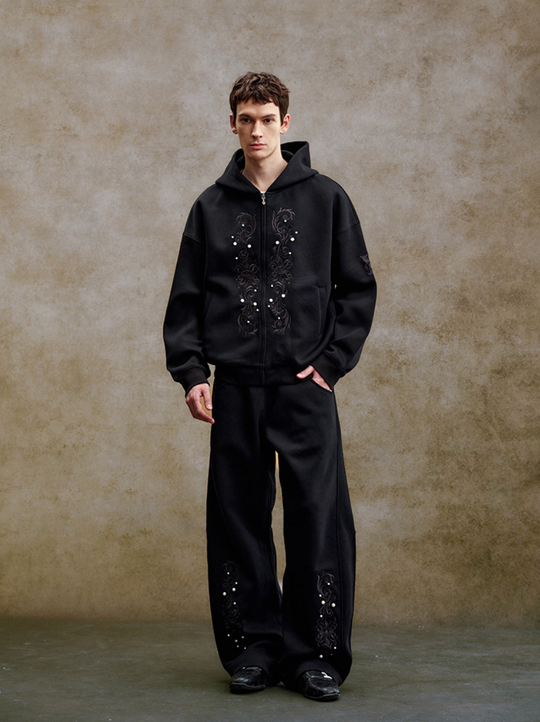 YADcrew Pearl Embroidered Baggy Sweatpants | Face 3 Face