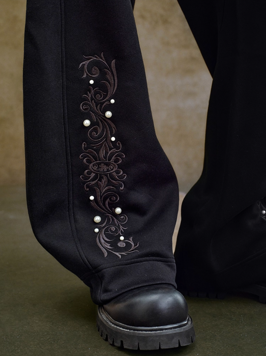 YADcrew Pearl Embroidered Baggy Sweatpants | Face 3 Face