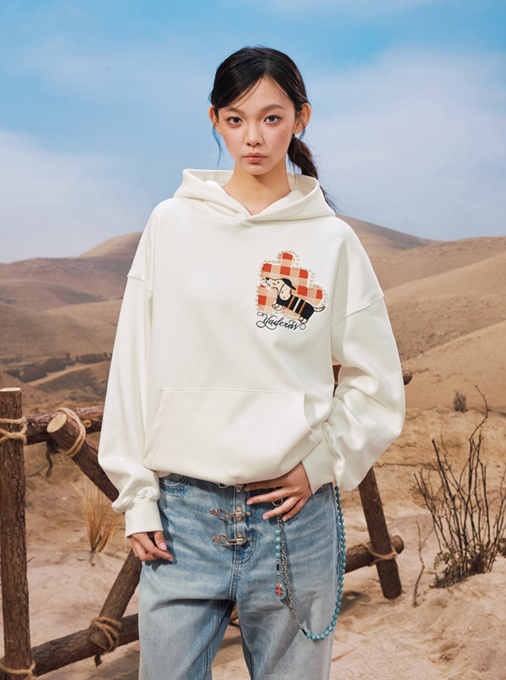 YADcrew Dachshund Puzzle Pearl Embroidery Hoodie | Face 3 Face