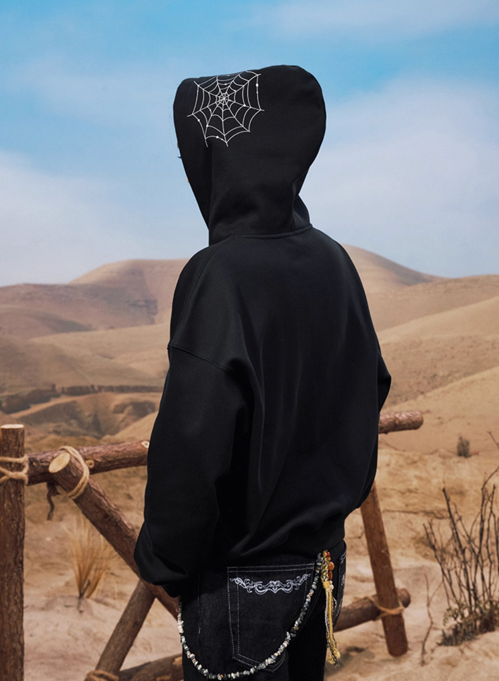 YADcrew Spiderweb Puzzle Pearl Embroidery Zip Up Hoodie | Face 3 Face