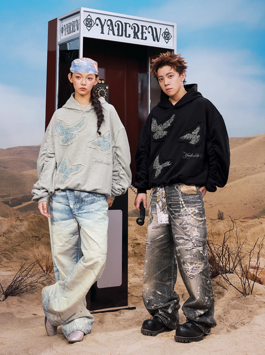 YADcrew Peace Dove Pleated Sleeves Hoodie | Face 3 Face