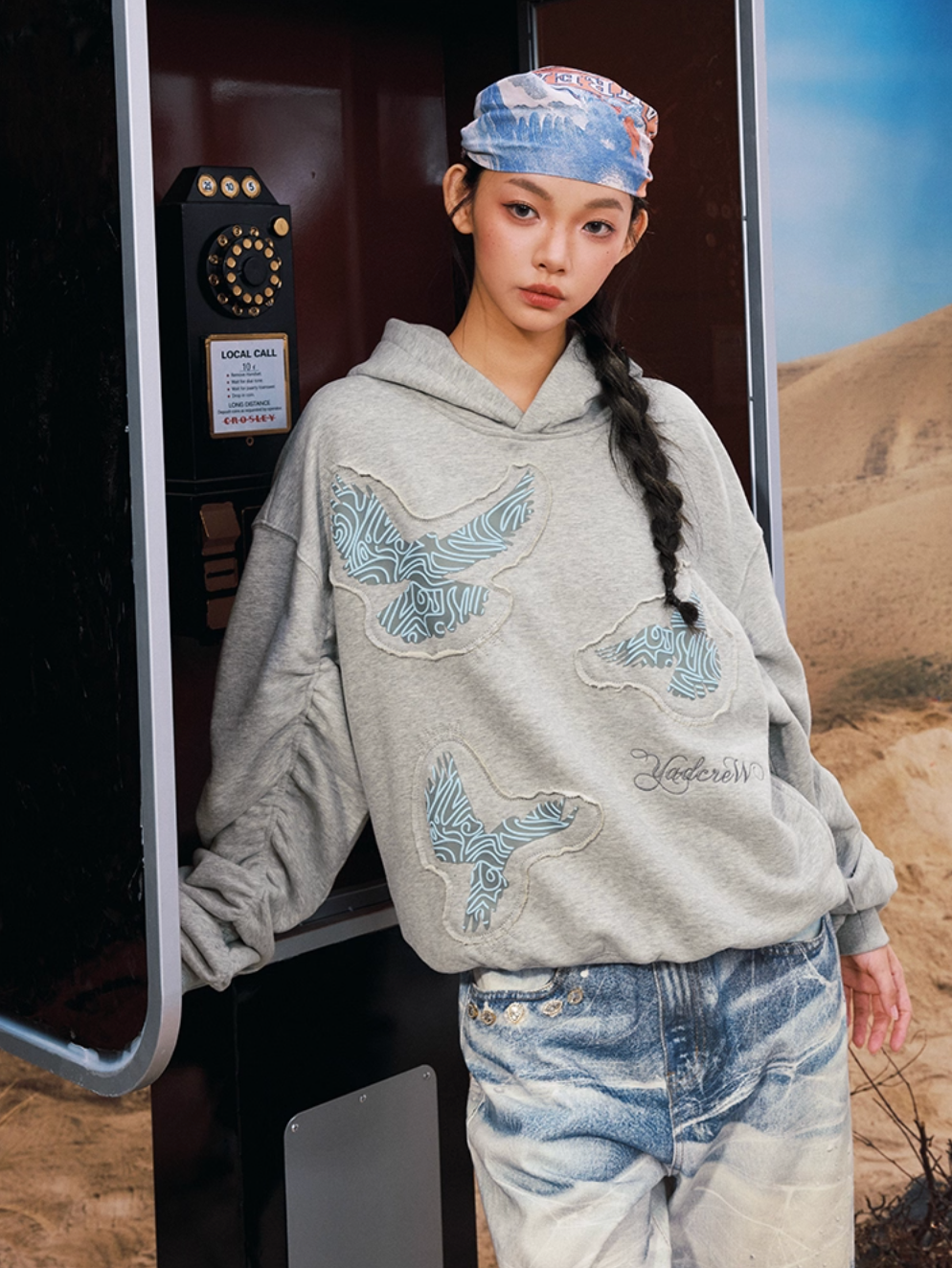 YADcrew Peace Dove Pleated Sleeves Hoodie | Face 3 Face