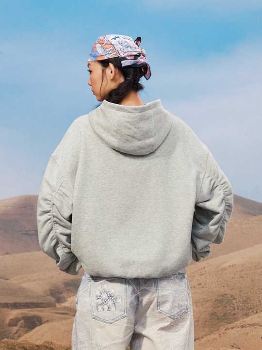YADcrew Peace Dove Pleated Sleeves Hoodie | Face 3 Face