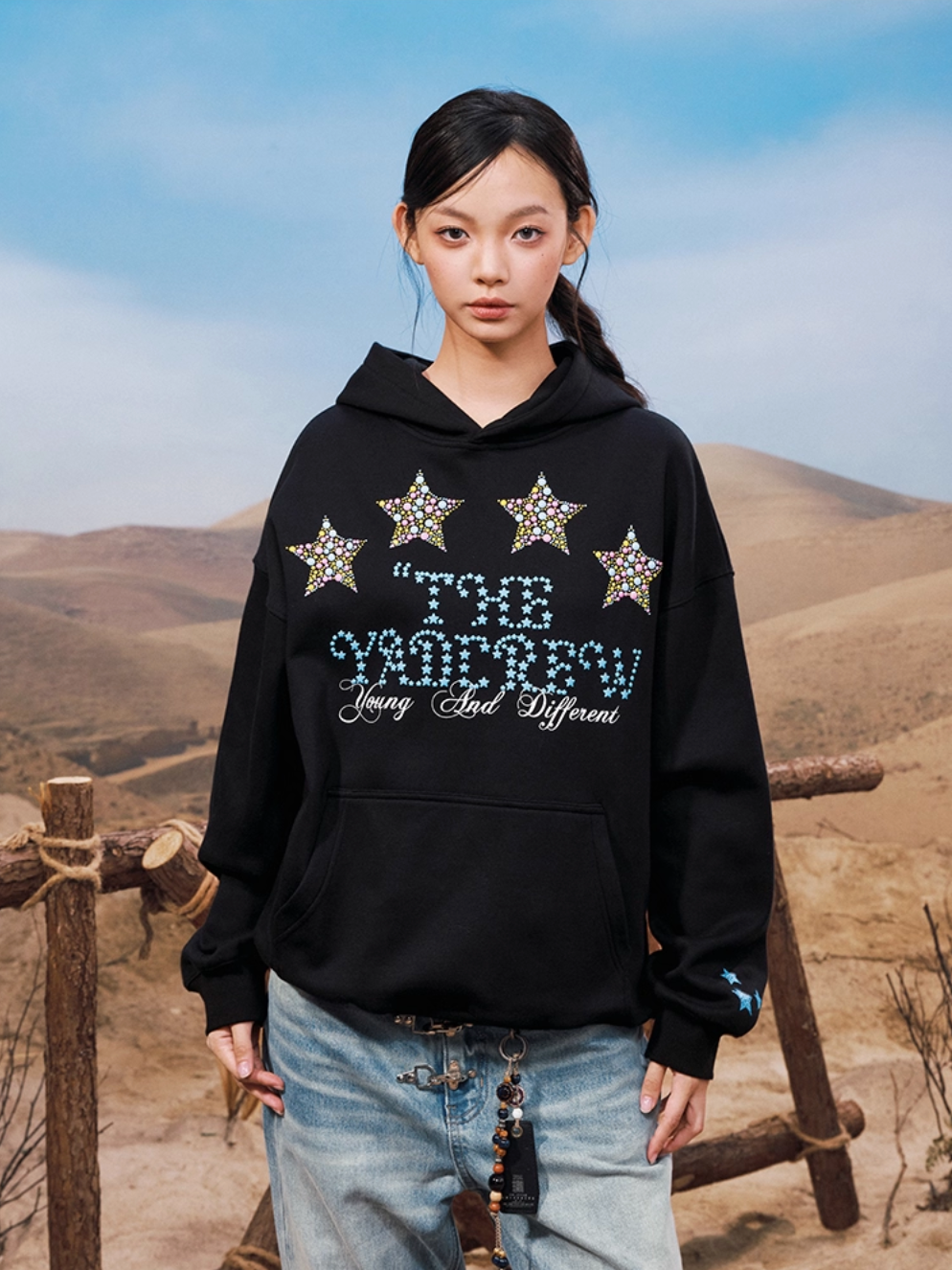 YADcrew Colorful Hot Bead Star Hoodie | Face 3 Face