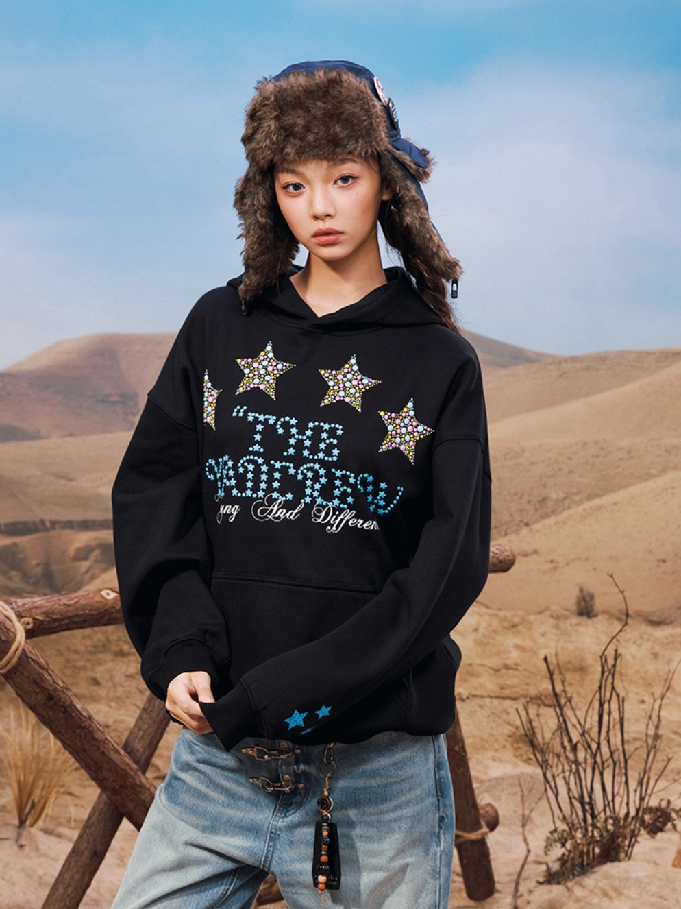 YADcrew Colorful Hot Bead Star Hoodie | Face 3 Face
