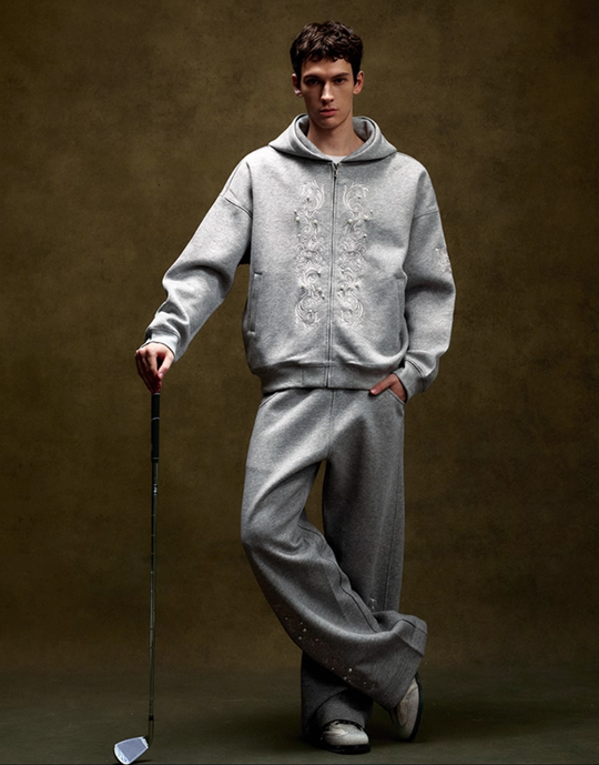 YADcrew Pearl Embroidery Zip Up Hoodie | Face 3 Face