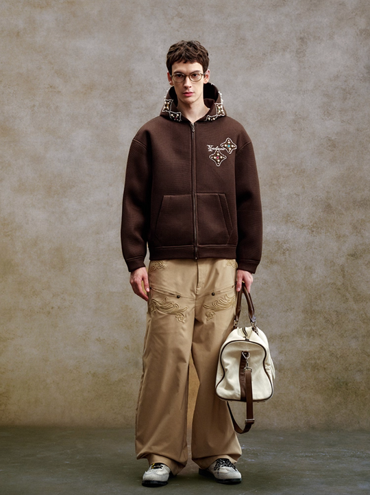 YADcrew Colorful Gemstone Pearl Mesh Zip Up Hoodie | Face 3 Face