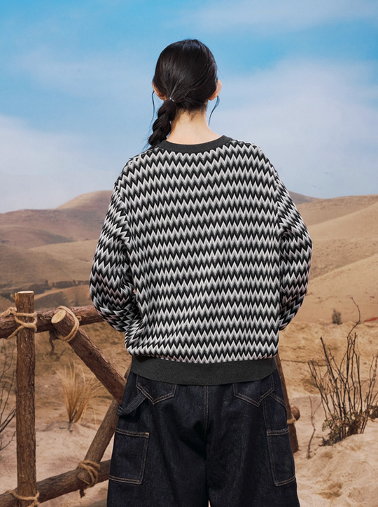 YADcrew Sequin Cross Flower Wave Pattern Knit Sweater | Face 3 Face