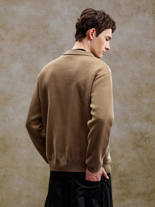 YADcrew Pearl Logo Embroidery Plaid Polo Knit Sweater | Face 3 Face