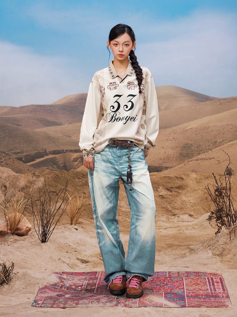 YADcrew Ethnic Puzzle Long Sleeve Polo Soccer Jersey | Face 3 Face