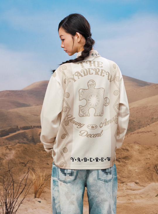 YADcrew Ethnic Puzzle Long Sleeve Polo Soccer Jersey | Face 3 Face