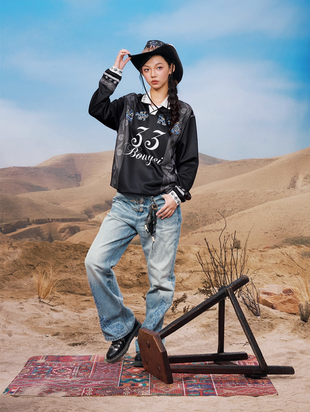 YADcrew Ethnic Puzzle Long Sleeve Polo Soccer Jersey | Face 3 Face