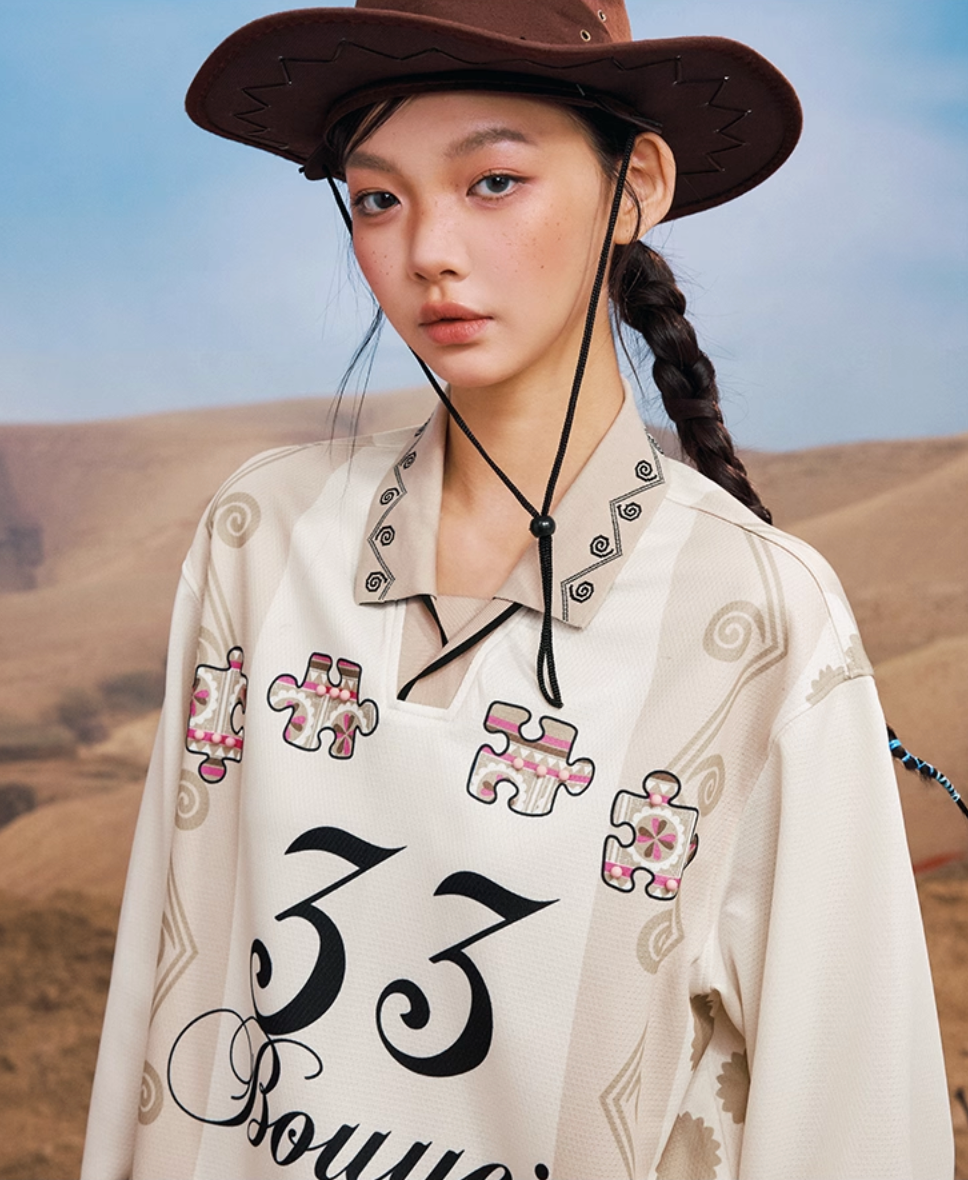 YADcrew Ethnic Puzzle Long Sleeve Polo Soccer Jersey | Face 3 Face