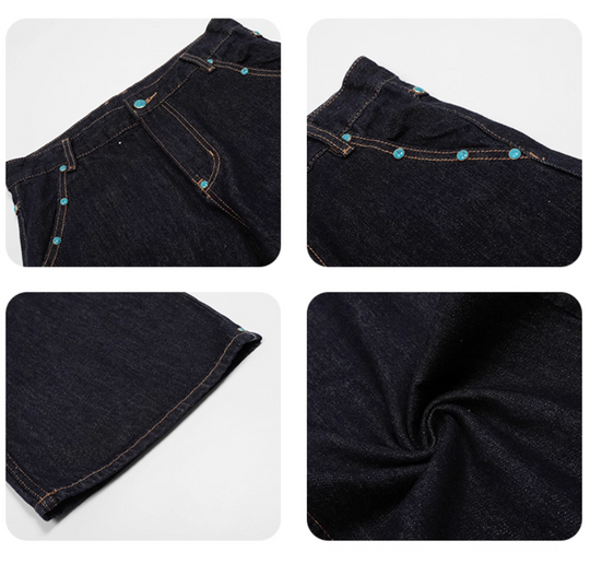 F3F Select Turquoise Studs Machete Jeans | Face 3 Face