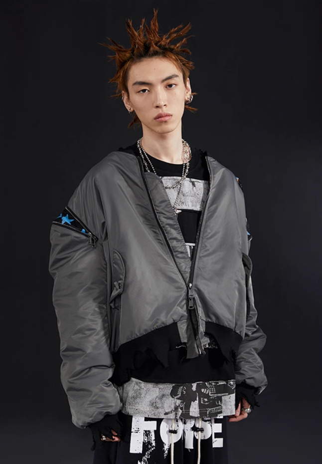 VENTUREK Star Shoulder Zipper MA-1 Bomber Jacket | Face 3 Face