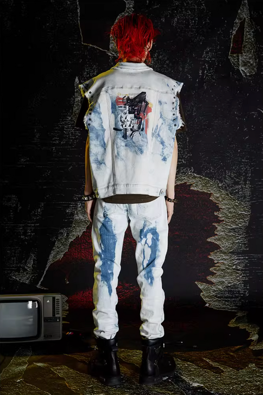 VENTUREK Bleach Wash Patch Rivet Denim Vest | Face 3 Face