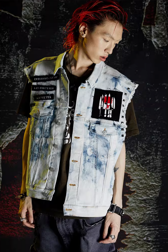 VENTUREK Bleach Wash Patch Rivet Denim Vest | Face 3 Face