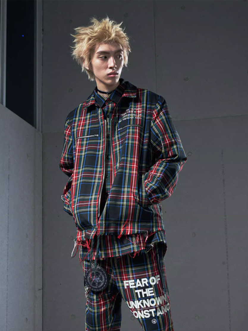 VENTUREK Tartan Check Embroidered Fringe Jacket | Face 3 Face