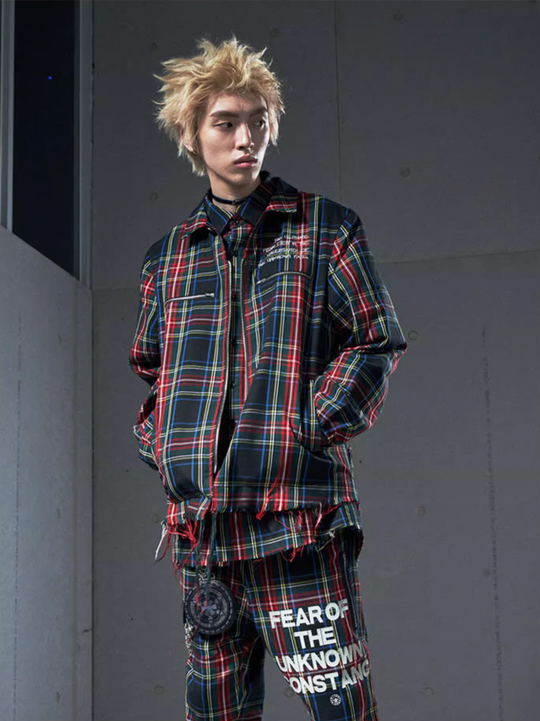 VENTUREK Tartan Check Embroidered Fringe Jacket | Face 3 Face