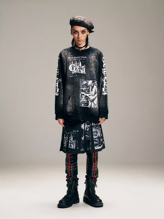 VENTUREK Graffiti Letter Dot Spray Print Sweatshirt | Face 3 Face