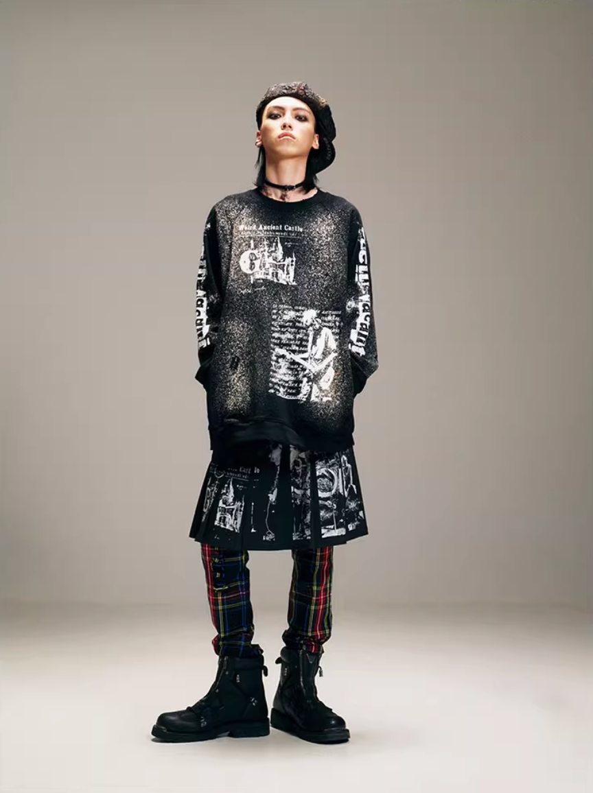 VENTUREK Graffiti Letter Dot Spray Print Sweatshirt | Face 3 Face