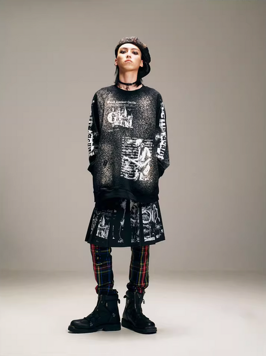 VENTUREK Graffiti Letter Dot Spray Print Sweatshirt | Face 3 Face