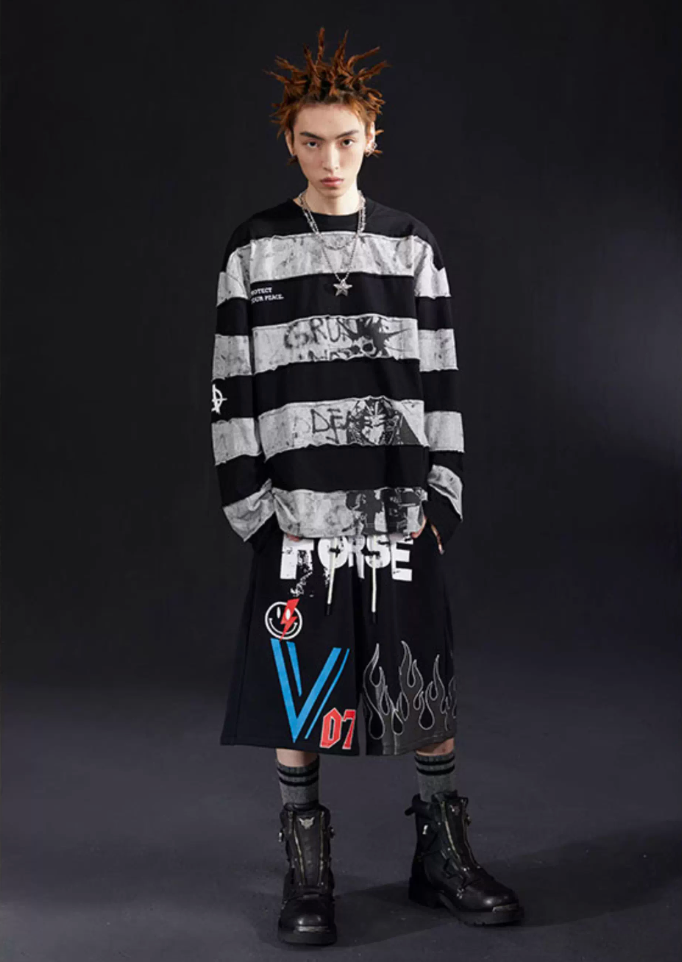 VENTUREK Black Gray Patchwork Long Sleeve Tee | Face 3 Face