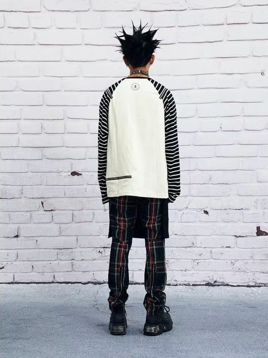 VENTUREK Multi Zipper Stripe Sleeve Raglan Long Sleeve Tee | Face 3 Face