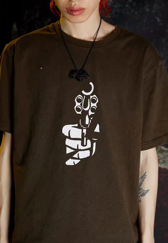 VENTUREK Washed Gun Cracked Print Tee | Face 3 Face