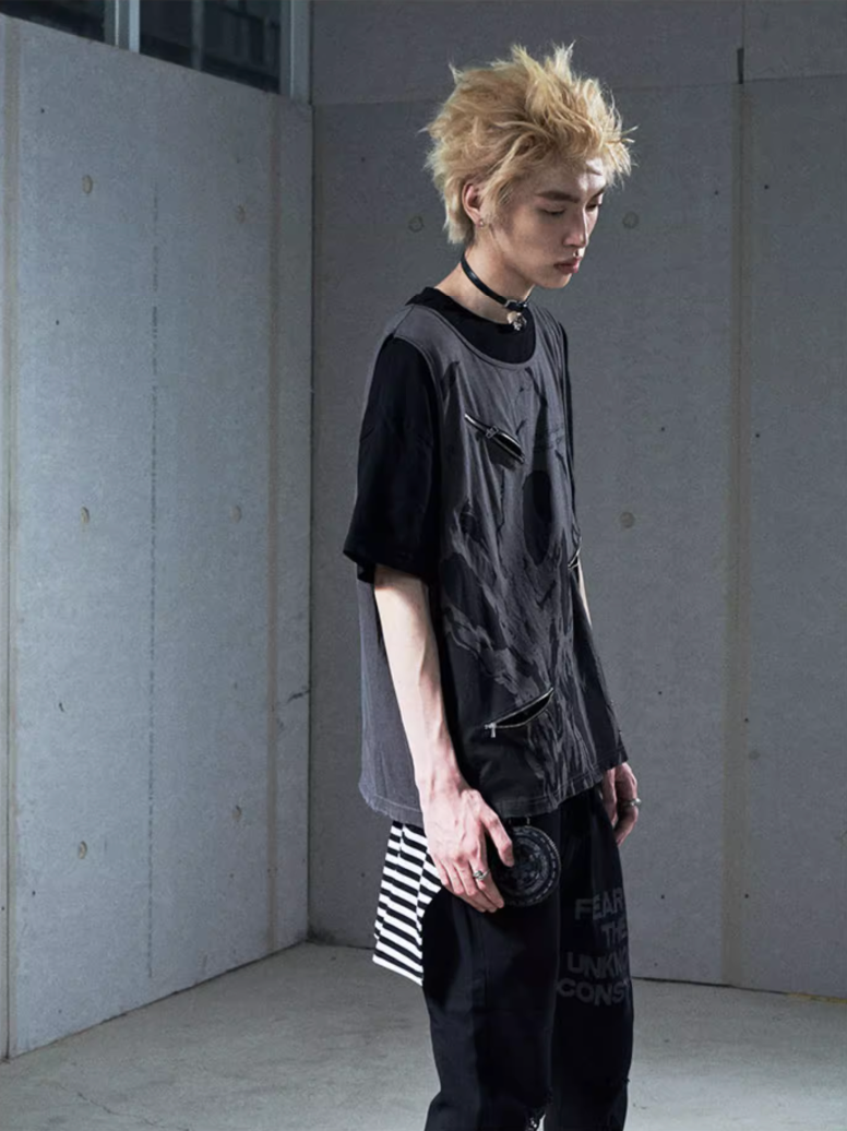 VENTUREK Double Layer Multi Zipper Destroyed Tee | Face 3 Face