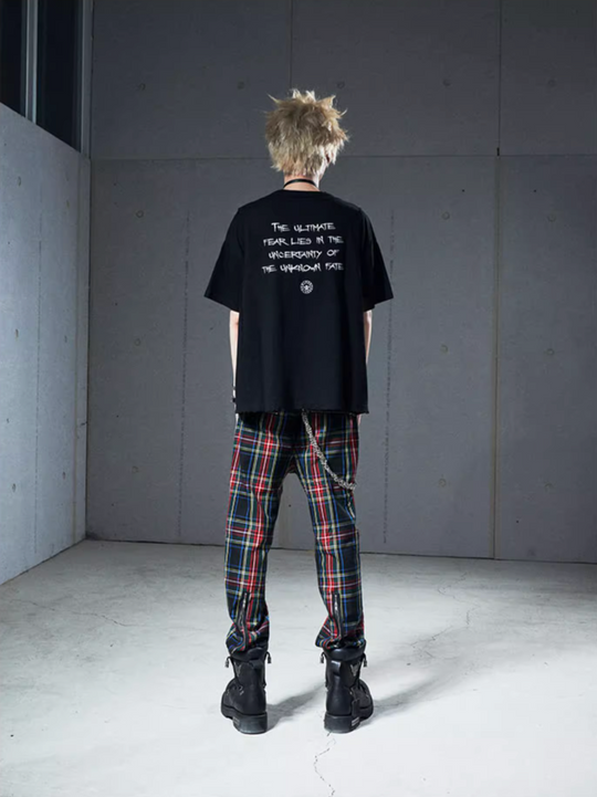 VENTUREK Double Layer Multi Zipper Destroyed Punk Rock Print Tee | Face 3 Face