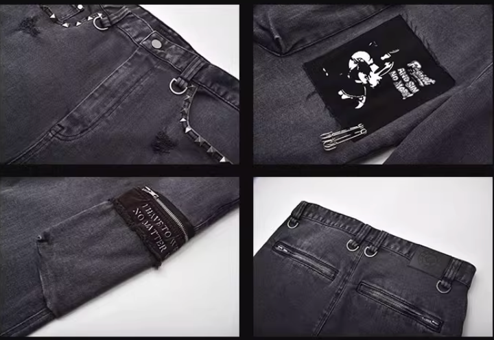 VENTUREK Washed Patch Rivet Zipper Denim Shorts | Face 3 Face